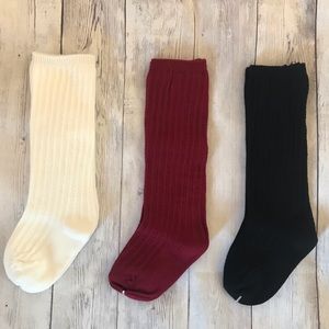 Brand New Set of 3 Baby Toddler Knee High Socks